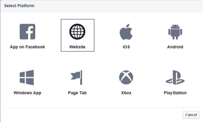 Selecting Website Platform in Fb App